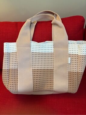 State Bags Wellington Cabana Tote Bag Limited Edition Knit Neutral Stripe OS